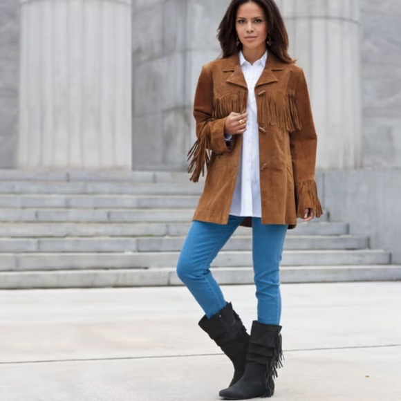 ROAMAN’S TAN SUEDE FRINGE JACKET - Picture 8 of 8